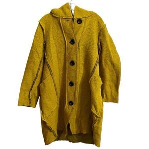 Charlotte & Louis Wool Blend Hooded Coat Jacket Sz 48 US 12/14 Yellow La…